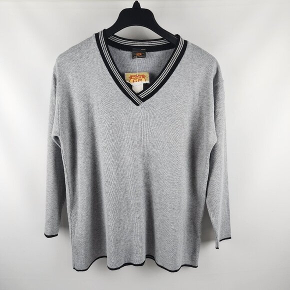 Route 66 Sweater Mens Large Gray Vintage L/S V-Neck Pullover USA NWT - Picture 1 of 7